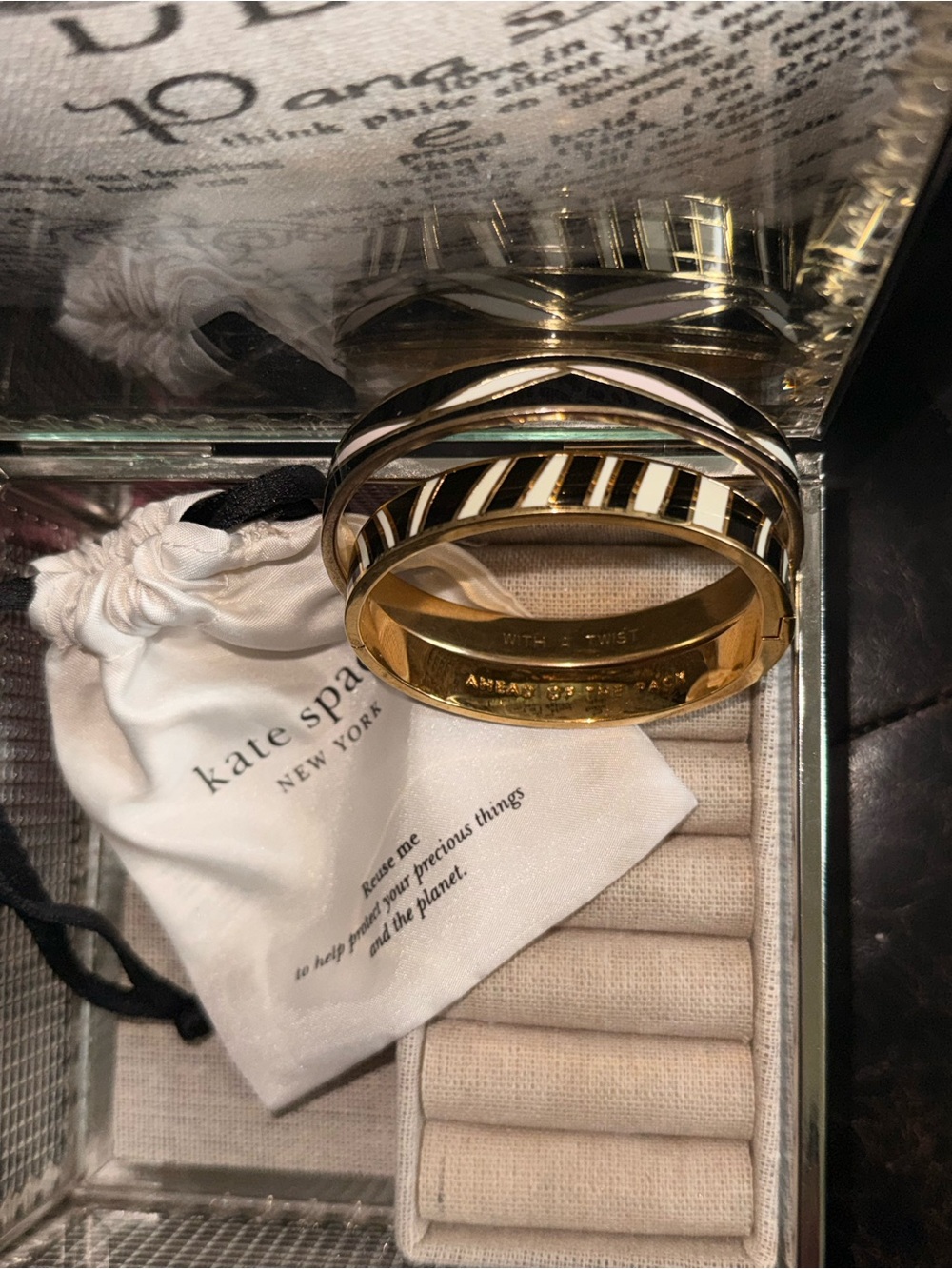 kate spade ♠️ Gold and Black Enamel Stacked Bangle Set